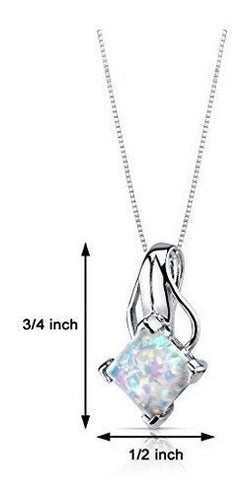 Collar Colgante De Ópalo Creado Corte De Princesa De Plata