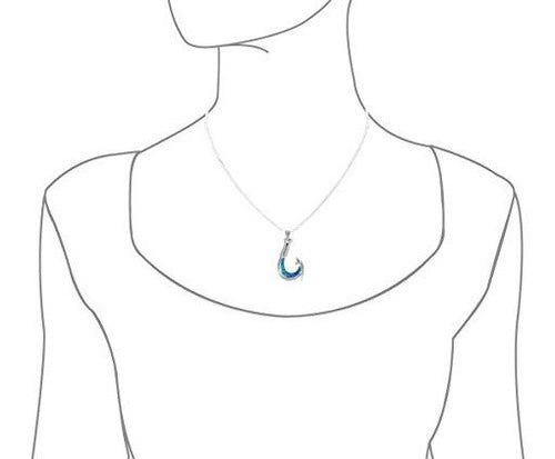 Collar Colgante De Anzuelo De Ópalo Azul Sintético