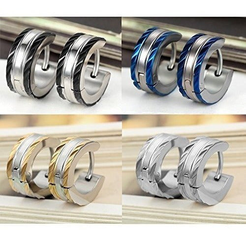 Juego de aretes con bisagras de aro pequeño para hombre