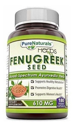 Semillas De Alholva De Pure Naturals 610 Mg, 180 Unidades