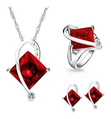 Uloveido Hembra Grande Cuadrado Rojo Collar De Cristal Charm