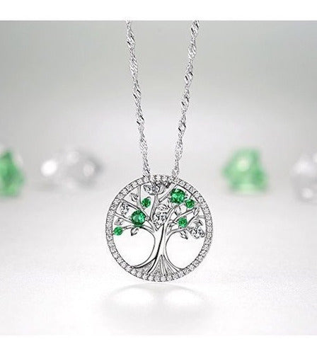 El Árbol De La Vida Amor Creado Collar De Halo Esmeralda