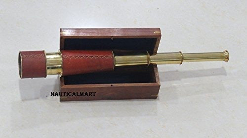 Nauticalmart 16 Royal Navy Latón Telescopio De Cuero Pirata