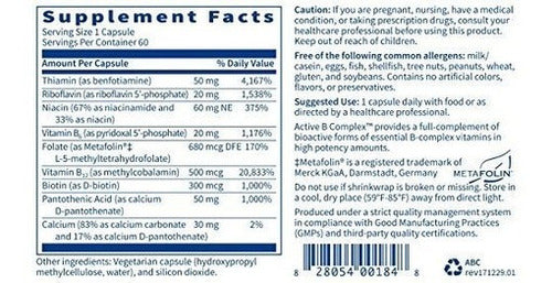 Klaire Labs Active B Complex - Vitaminas B De Alta Potencia