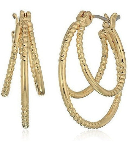 Napier Gold-tone Double Clickit Hoop Pendientes