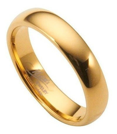 Anillo de bodas de carburo de tungsteno pulido chapado en or