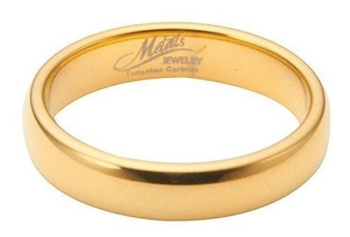 Anillo de bodas de carburo de tungsteno pulido chapado en or