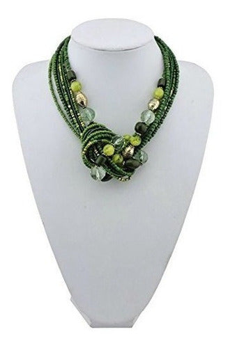 Collar De Cuentas De Semilla Verde Llamativo