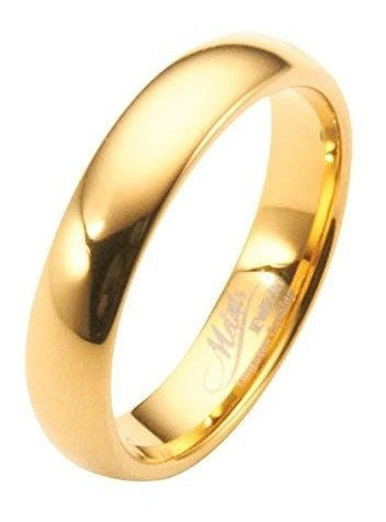 Anillo de bodas de carburo de tungsteno pulido chapado en or