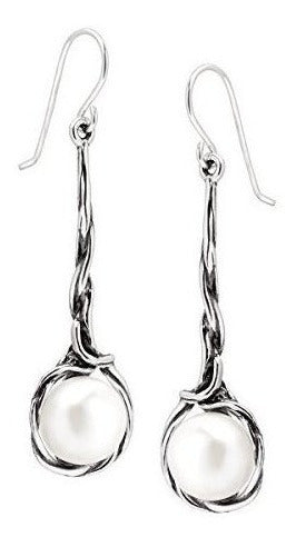 Pendientes De Plata De Ley Y Perlas De Silply 'intertwining