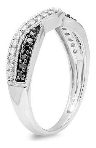 Anillo De Boda De Oro Blanco Y Negro De 0.30 Quilates (ctw)