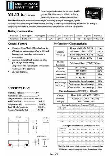 Battery Ml12-6 .250tt - 6v 12ah Razor Bumper