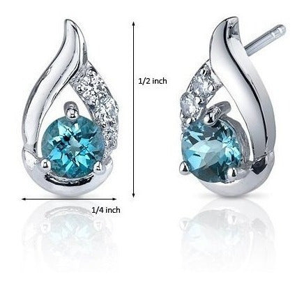 Pendientes De Plata De Topacio Azul