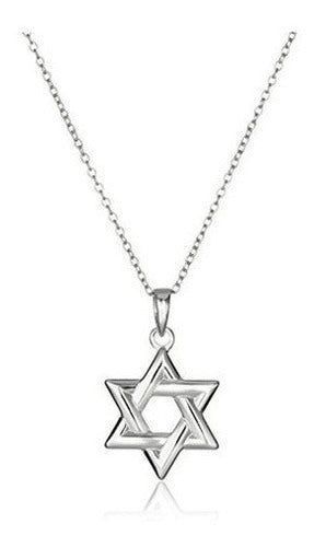 Collar Con Colgante De Plata De Ley Con Estrella De David
