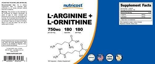 Nutricost L-arginina L-ornitina 750 Mg;