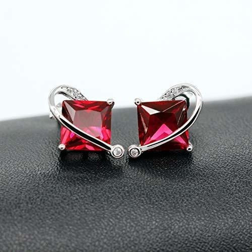 Uloveido Hembra Grande Cuadrado Rojo Collar De Cristal Charm