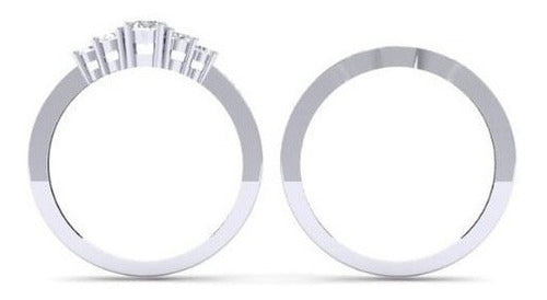 Anillo de compromiso nupcial de 5 piedras con diamantes