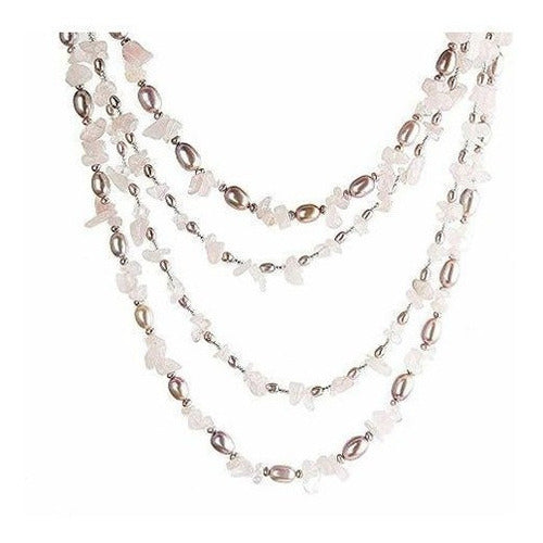 Collar De Perlas De Cuarzo Rosa