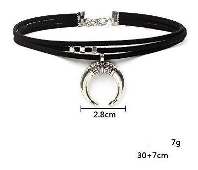 Gargantilla con colgante de media luna negra para mujer