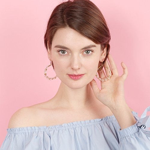 Boho Chic Multi Beads Round Hoop Dangle Drop Pendientes