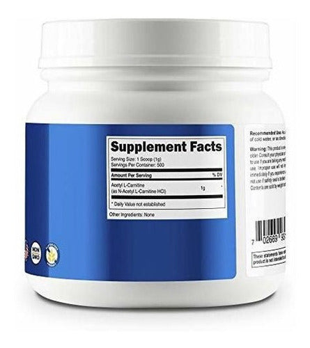 Nutricost Acetil L-carnitina (alcar) 500 Gramos - 1000 Mg