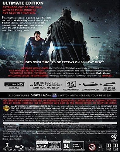 Batman v Superman Dawn of Justice Ultimate Edition Blu ray
