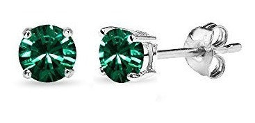 Aretes De Plata Esterlina Verdes De 4 Mm Hechos Con