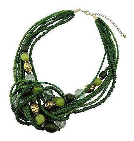 Collar De Cuentas De Semilla Verde Llamativo