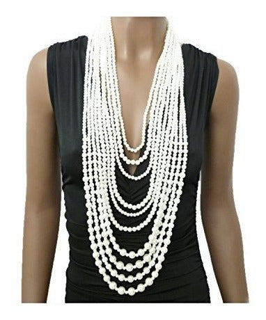 Collar Y Pendientes De Perlas Simuladas Multiestratón, De