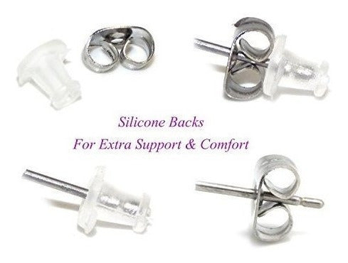 Aretes de botón De Plata Esterlina