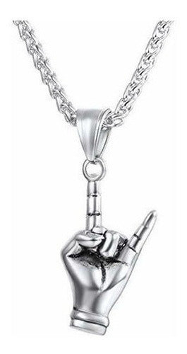 Collar con dije de cuerno de acero inoxidable