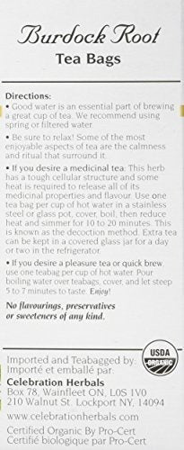 Celebration Herbals, Raíz De Bardana De Bolsitas De Té