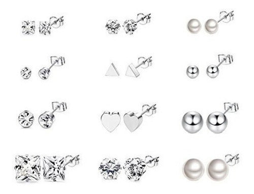 Loyallook 12 Pares De Aretes De Acero Inoxidable Stud Aretes