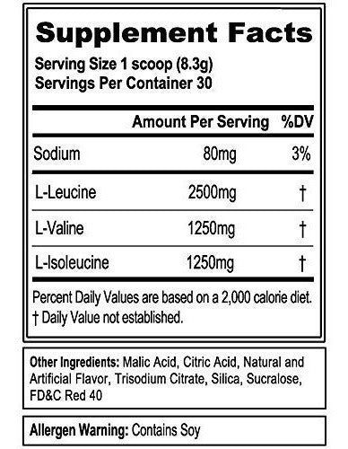 Polvo de 0.18 oz de aminoácidos de cadena ramificada