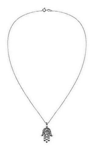 Collar de plata esterlina Mano de Fátima con mal de ojo