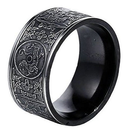 Anillo De Acero Inoxidable Negro Vintage Para