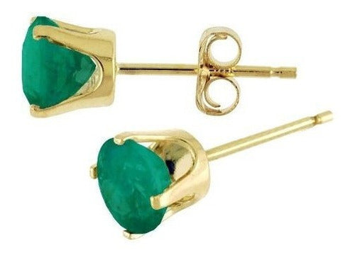 Aretes Redondos De Esmeralda Natural De 5 Mm
