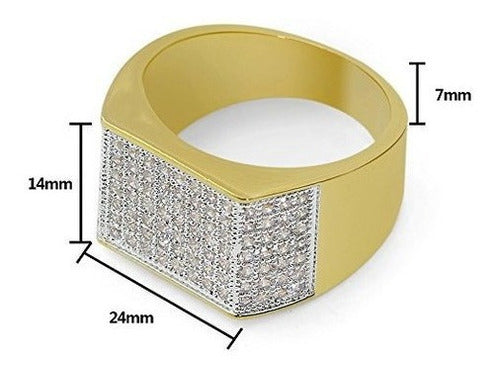 Anillo Cuadrado Chapado En Oro De 18k