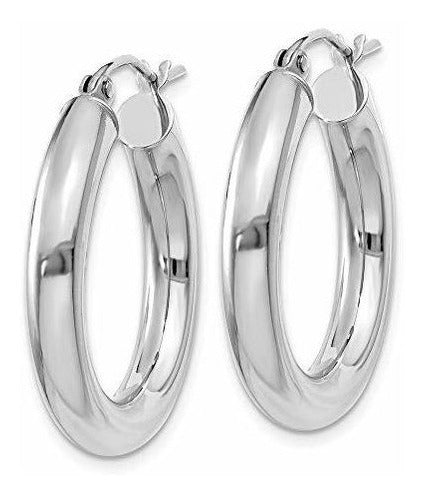 Pendientes De Aro De Tubo De 4 Mm De Oro Blanco Pulido De 14