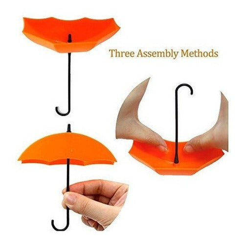 6 soportes para llaves con forma de sombrilla para la pared