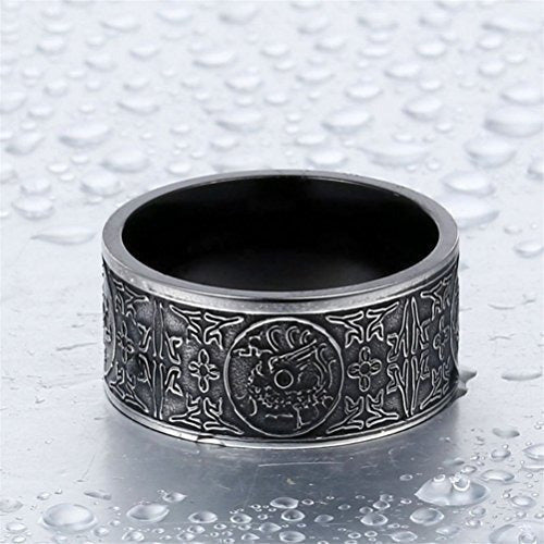 Anillo De Acero Inoxidable Negro Vintage Para