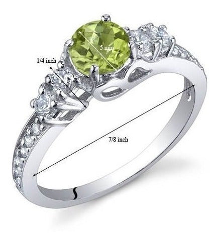 Anillo De Solitario Peridoto Plata De Ley Talla 6