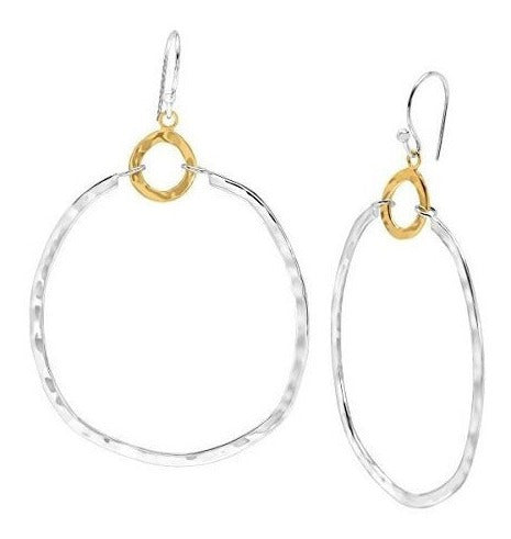 Aretes colgantes de doble círculo De Latón