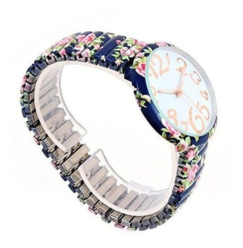 Reloj De Mujer Azul Marino Con Estampado