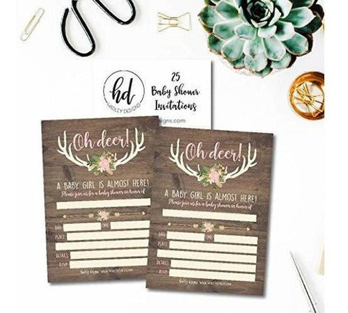 25 Invitaciones De Baby Shower De Ciervo De Oh, Invitación