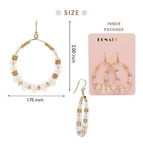 Boho Chic Multi Beads Round Hoop Dangle Drop Pendientes