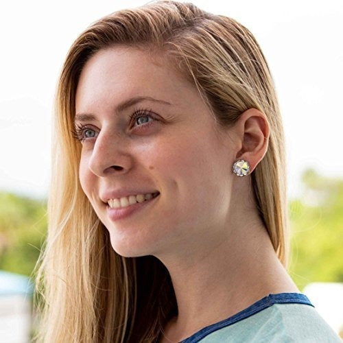 Pammyj Aurora Borealis 15mm Pendientes De Cristal