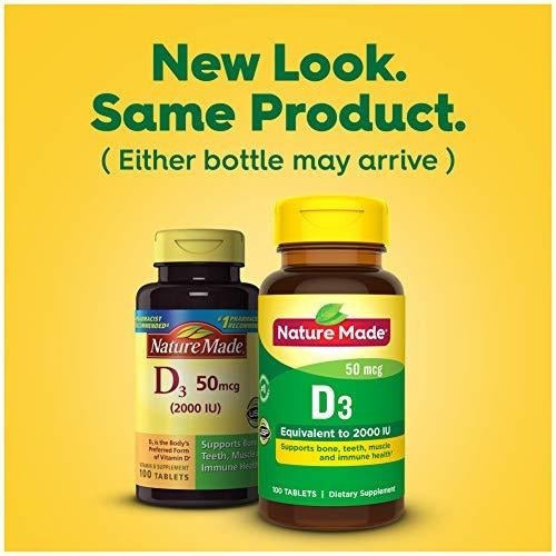 Nature Made Vitamina D3 2000 UI Tabletas de 100 unidades