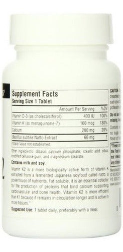 Fuentes Naturales Vitamina K2 100 Mcg Tableta, 60 Cantidad