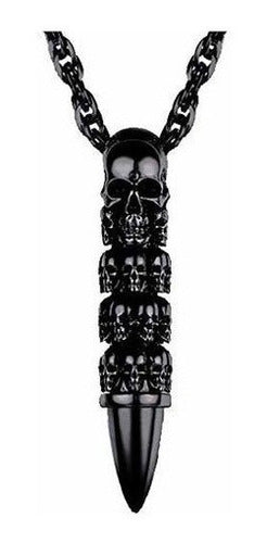Prosteel Skull Bullet Charm Collar Esqueleto Colgante,